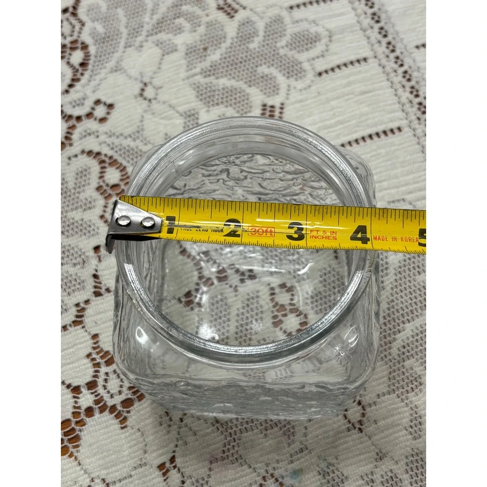 Princess House Fantasia Glass Canister Replacement Base Square‎ Floral Clear 5in